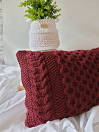 Kissen gestricktes Zopfmuster, Wohnkultur, Dekokissen, Sofakissen, skandinavisches Dekor, aus Baumwollgarn von hoooked, grobstrick