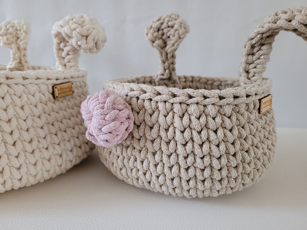 HasenKorb, Utensilo gehäkelt, Taufe Geschenkidee, Bunny Korb, Kinderzimmer Deko, Babyausstattung Babypartygeschenk, Babyzimmer Aufbewahrung