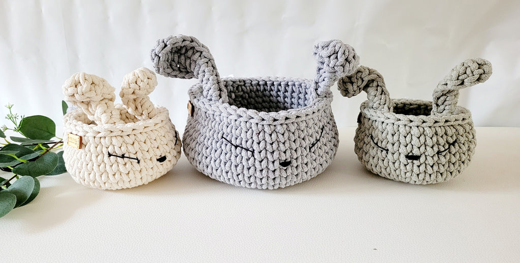HasenKorb, Utensilo gehäkelt, Taufe Geschenkidee, Bunny Korb, Kinderzimmer Deko, Babyausstattung Babypartygeschenk, Babyzimmer Aufbewahrung