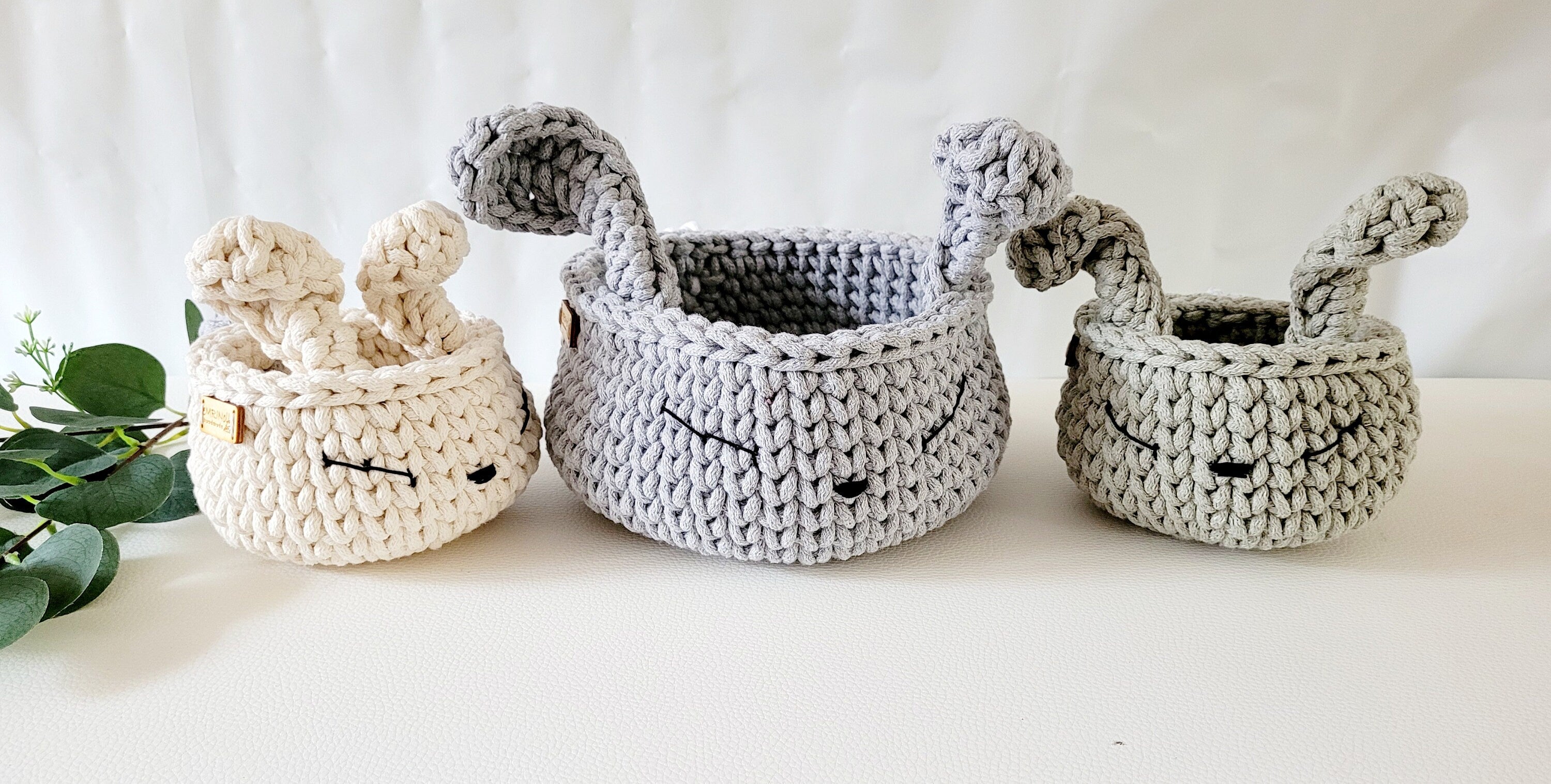 HasenKorb, Utensilo gehäkelt, Taufe Geschenkidee, Bunny Korb, Kinderzimmer Deko, Babyausstattung Babypartygeschenk, Babyzimmer Aufbewahrung