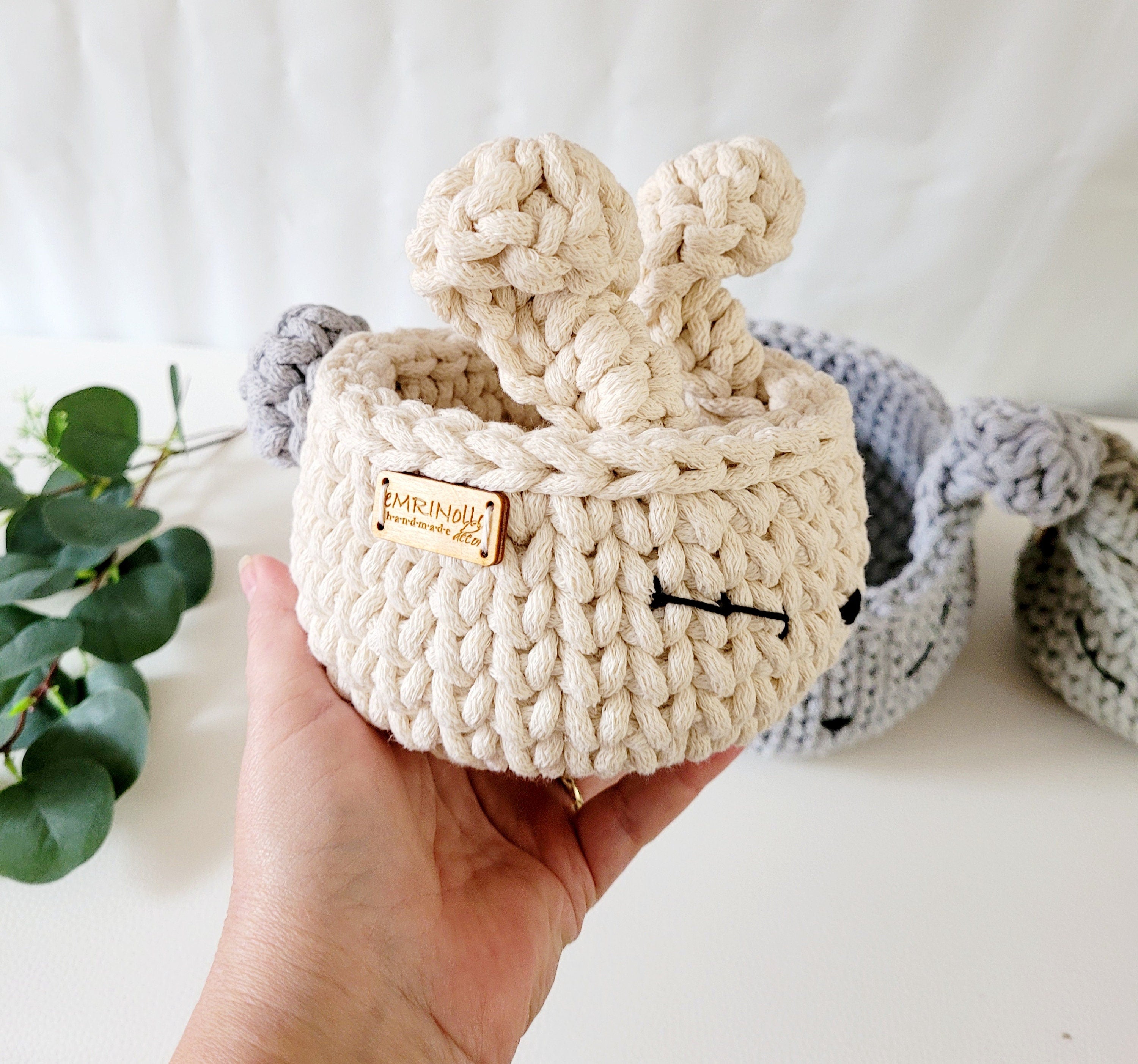 HasenKorb, Utensilo gehäkelt, Taufe Geschenkidee, Bunny Korb, Kinderzimmer Deko, Babyausstattung Babypartygeschenk, Babyzimmer Aufbewahrung