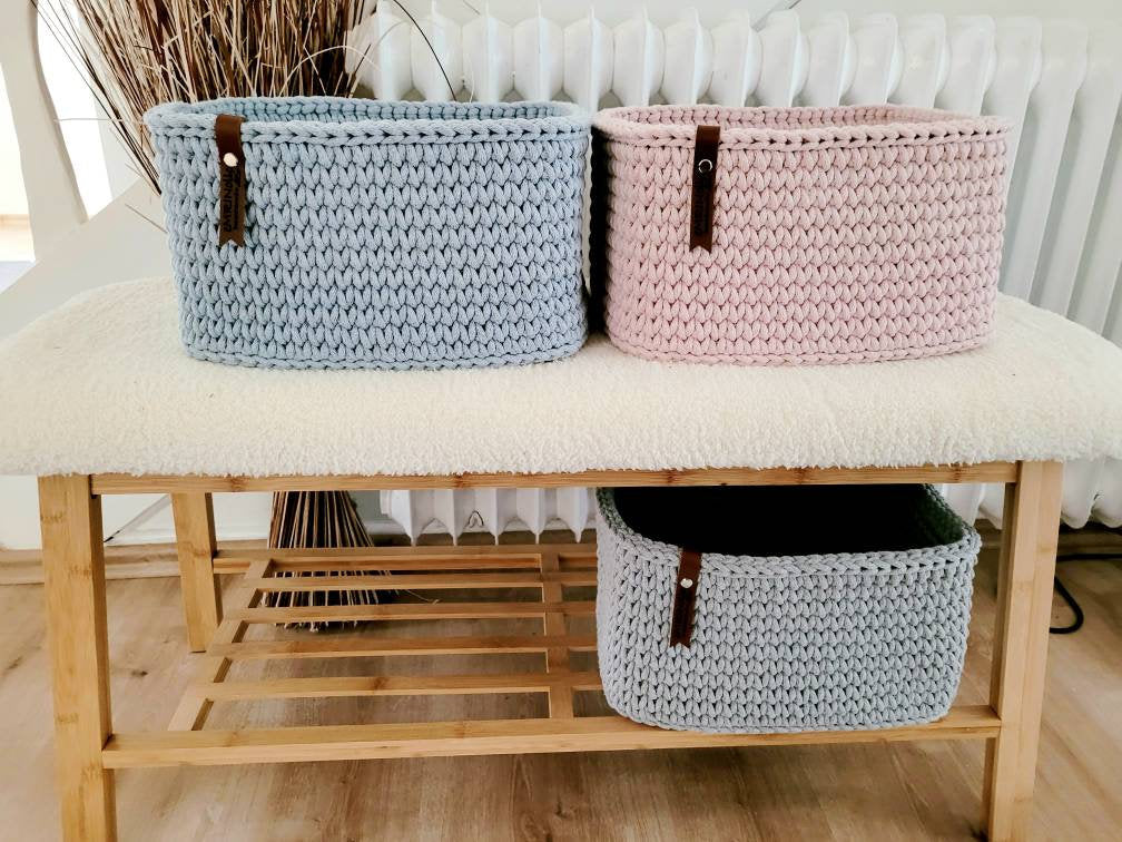 Korb gehäkelt eckig, Untensilo, Babyzimmer dekoration, Korb Aufbewahrung, Geschenkidee, Weihnachtsgeschenk, Bad Aufbewahrung