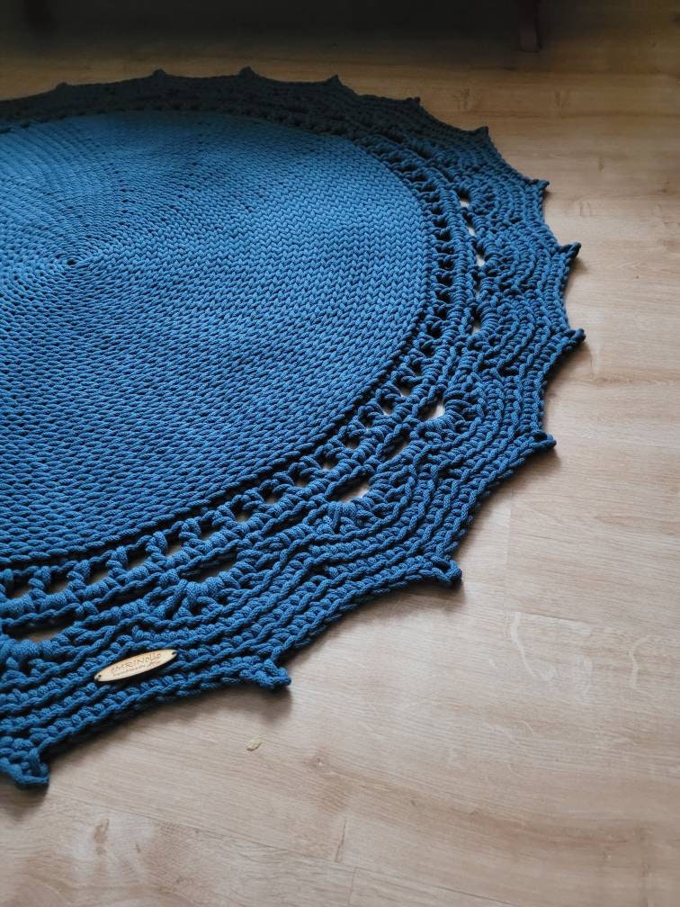 Runder Teppich, gehäkelter Teppich Kinderzimmer Dekor, gehäkelte Teppiche, im skandinavischen neutral Dekor, vintage, Teppich handgefertigt