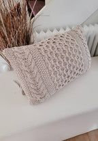 Kissen gestricktes Zopfmuster, Wohnkultur, Dekokissen, Sofakissen, skandinavisches Dekor, aus Baumwollgarn von hoooked, grobstrick