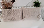 Kissen gestricktes Zopfmuster, schwarz, Wohnkultur, Dekokissen, Sofakissen, skandinavisches Dekor, aus Baumwollgarn von hoooked, grobstrick