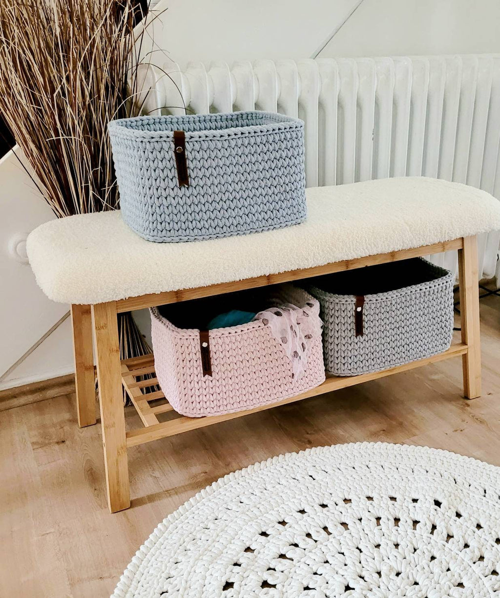 Korb gehäkelt eckig, Untensilo, Babyzimmer dekoration, Korb Aufbewahrung, Geschenkidee, Weihnachtsgeschenk, Bad Aufbewahrung