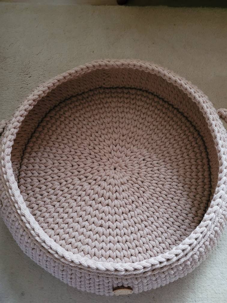 Zeitungskorb, newspaper gehäkelt, Korbschale, Aufbewahrungskorb, beige Spielzeug Korb, Scandi Home-Dekor, skandinavisches japandi Style
