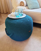 Pouf Footstool Sitzhocker Sitzkissen gehäkelt, Tischpouf, Wohnzimmer deko, Bodenkissen, Geschenkidee, Kinderzimmer Einrichtung