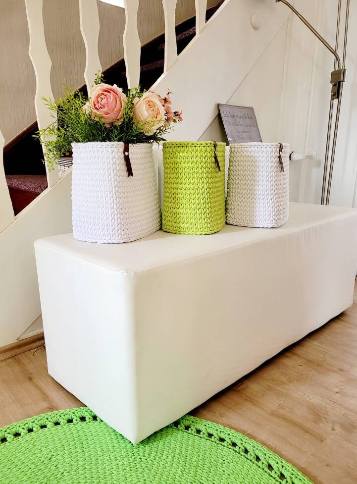 Korb gehäkelt eckig hoch, Untensilo, Kinderzimmer deko, Korb Aufbewahrung, Geschenkidee, Weihnachtsgeschenk, Bad Aufbewahrung