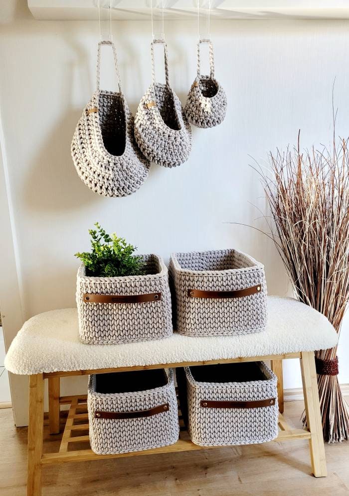 Korb gehäkelt eckig hoch, Untensilo, Kinderzimmer deko, Korb Aufbewahrung, Geschenkidee, Weihnachtsgeschenk, Bad Aufbewahrung