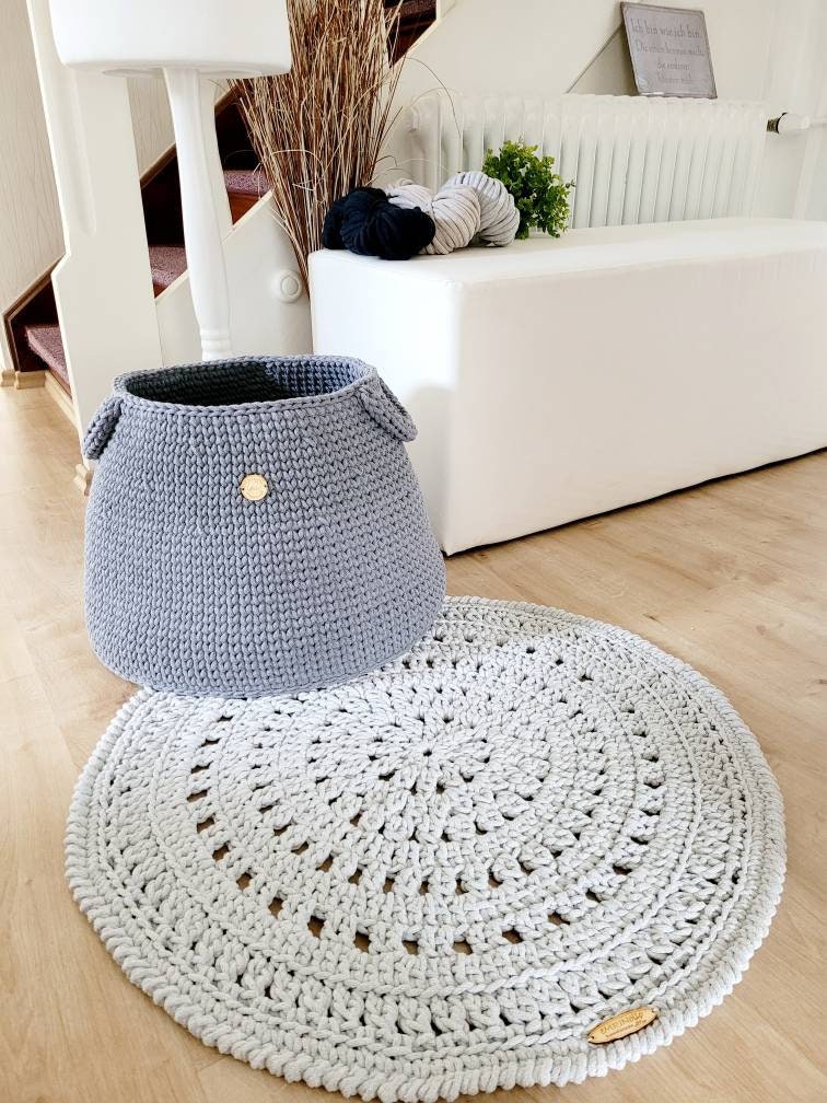 Großer Aufbewahrungskorb gehäkelt, XXL Spielzeugkorb, Kinderzimmer Aufbewahrung, großer Wäschekorb, skandinavisches Dekor, hygge Style