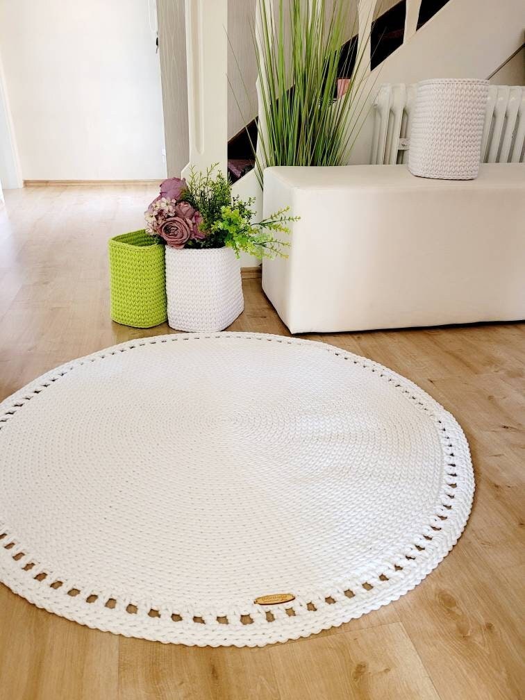 Teppich rund Babyzimmer, Baumwollteppich grün, Teppich Kinderzimmer, Mandala Teppich, skandinavisches Dekor, gehäkelter Teppich modern, Wohn