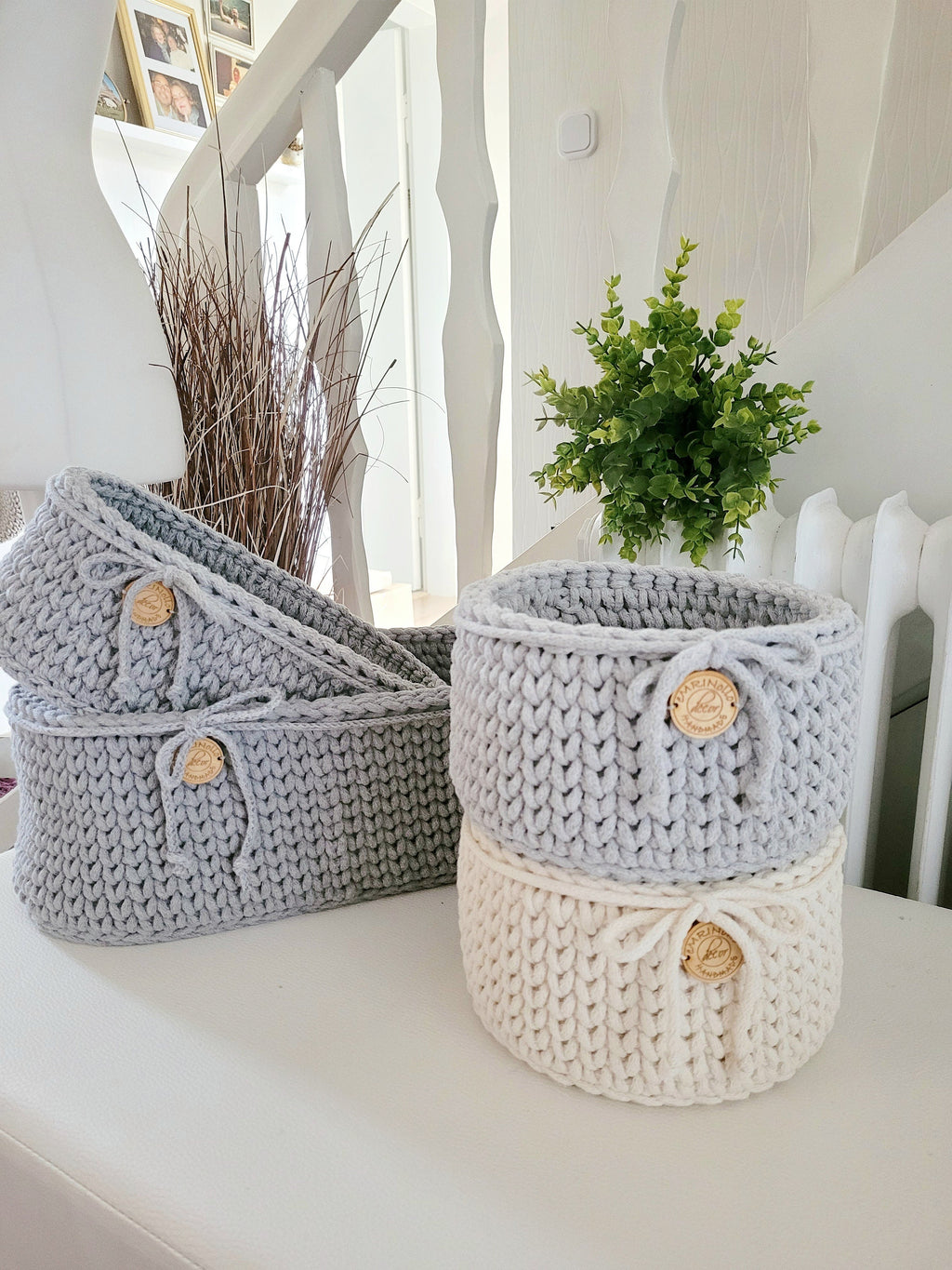 Korb gehäkelt oval Hygienekorb, Kosmetikkorb, Zimmer Dekoration Korb, Badausstattung, Geschenk Korb, Babyzimmer Aufbewahrung oval