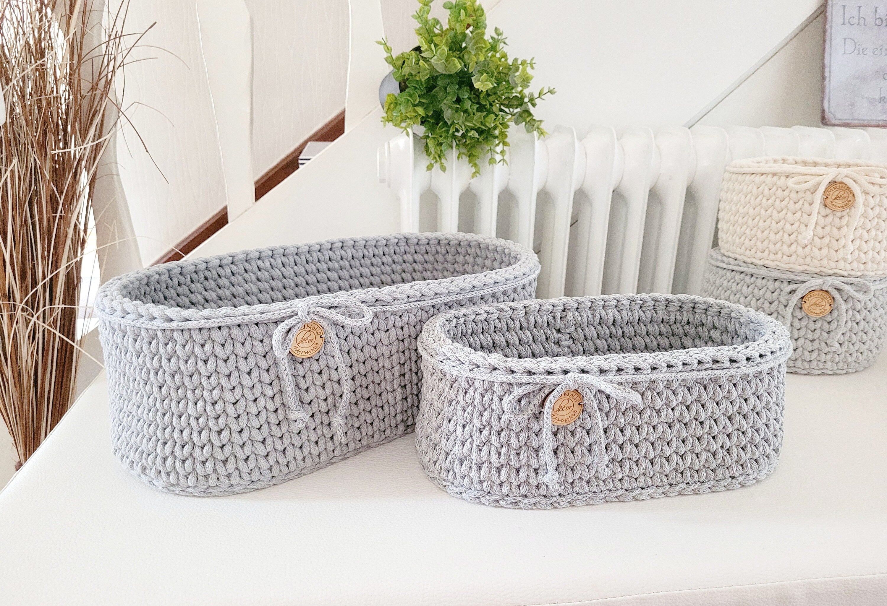 Korb gehäkelt oval Hygienekorb, Kosmetikkorb, Zimmer Dekoration Korb, Badausstattung, Geschenk Korb, Babyzimmer Aufbewahrung oval