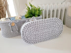 Korb gehäkelt oval Hygienekorb, Kosmetikkorb, Zimmer Dekoration Korb, Badausstattung, Geschenk Korb, Babyzimmer Aufbewahrung oval