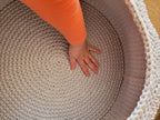 Zeitungskorb large, newspaper basket gehäkelt, Korbschale, Aufbewahrungskorb, beige Spielzeug Korb, Scandi, skandinavisches japandi Style