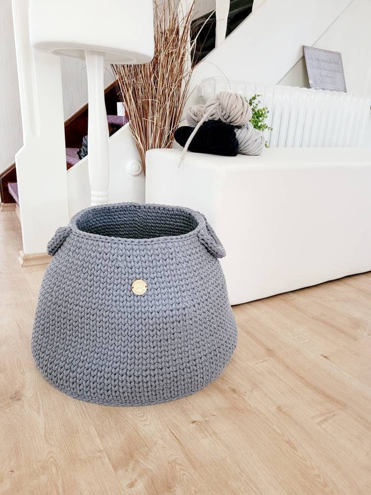 Großer Aufbewahrungskorb gehäkelt, XXL Spielzeugkorb, Kinderzimmer Aufbewahrung, großer Wäschekorb, skandinavisches Dekor, hygge Style
