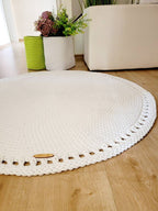 Teppich rund Babyzimmer, Baumwollteppich grün, Teppich Kinderzimmer, Mandala Teppich, skandinavisches Dekor, gehäkelter Teppich modern, Wohn