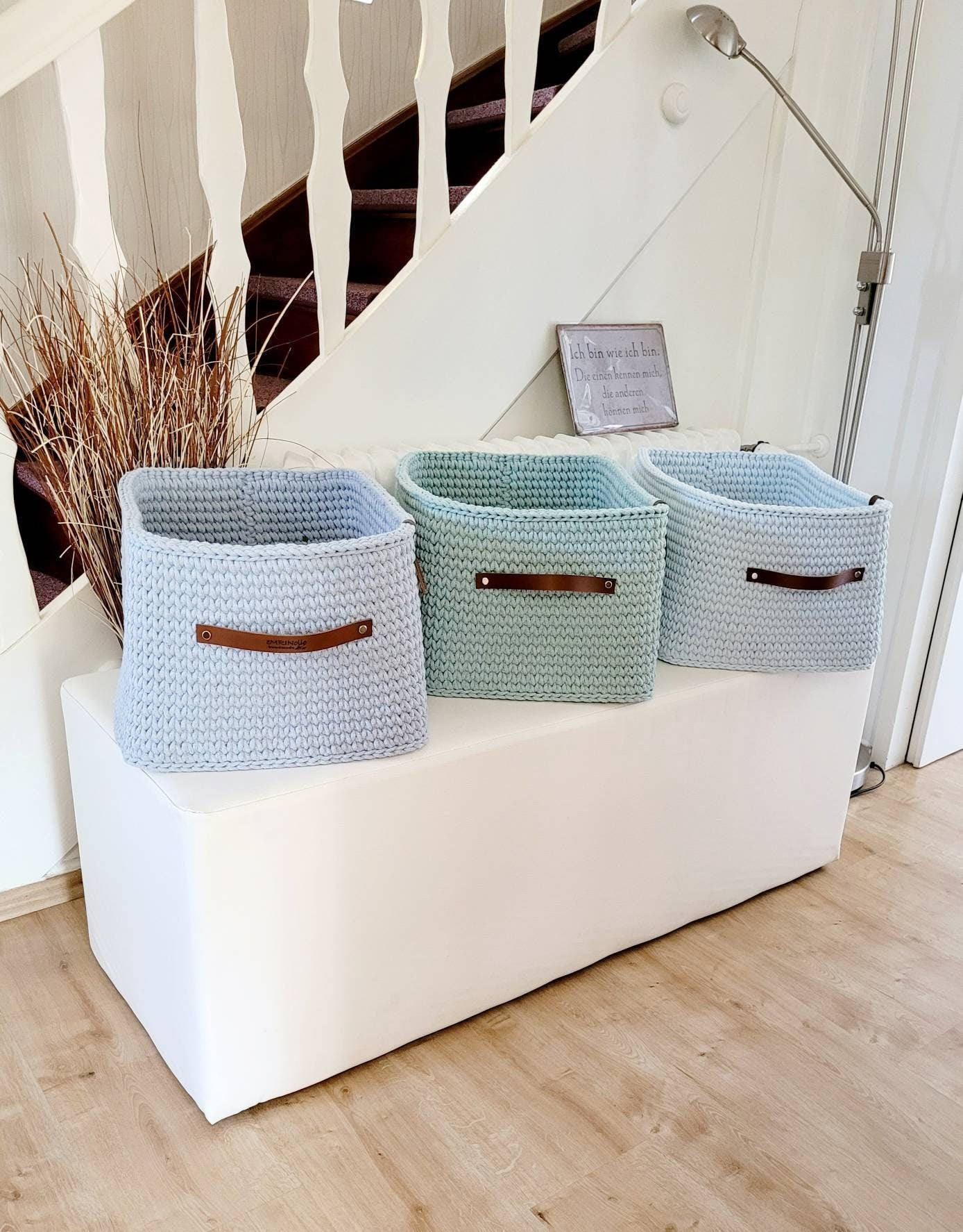 Korb gehäkelt eckig hoch, Untensilo, Kinderzimmer deko, Korb Aufbewahrung, Geschenkidee, Weihnachtsgeschenk, Bad Aufbewahrung