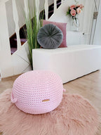 Pouf Ottoman gehäkelt, Babyzimmer deko, ro Bodenkissen, Sitzkissen, rosa Farben, Skandinavisches Kinderzimmer Dekor, Häkelhocker Sitzhocker