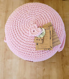 Pouf Ottoman gehäkelt, Babyzimmer deko, ro Bodenkissen, Sitzkissen, rosa Farben, Skandinavisches Kinderzimmer Dekor, Häkelhocker Sitzhocker