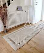 Teppichläufer Wohnzimmer eckig, Baumwollteppich, im skandinavischem Stil, vintage Teppich handgefertigt, Flurläufer, Kinderzimmer Deko