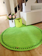 Teppich rund Babyzimmer, Baumwollteppich grün, Teppich Kinderzimmer, Mandala Teppich, skandinavisches Dekor, gehäkelter Teppich modern, Wohn