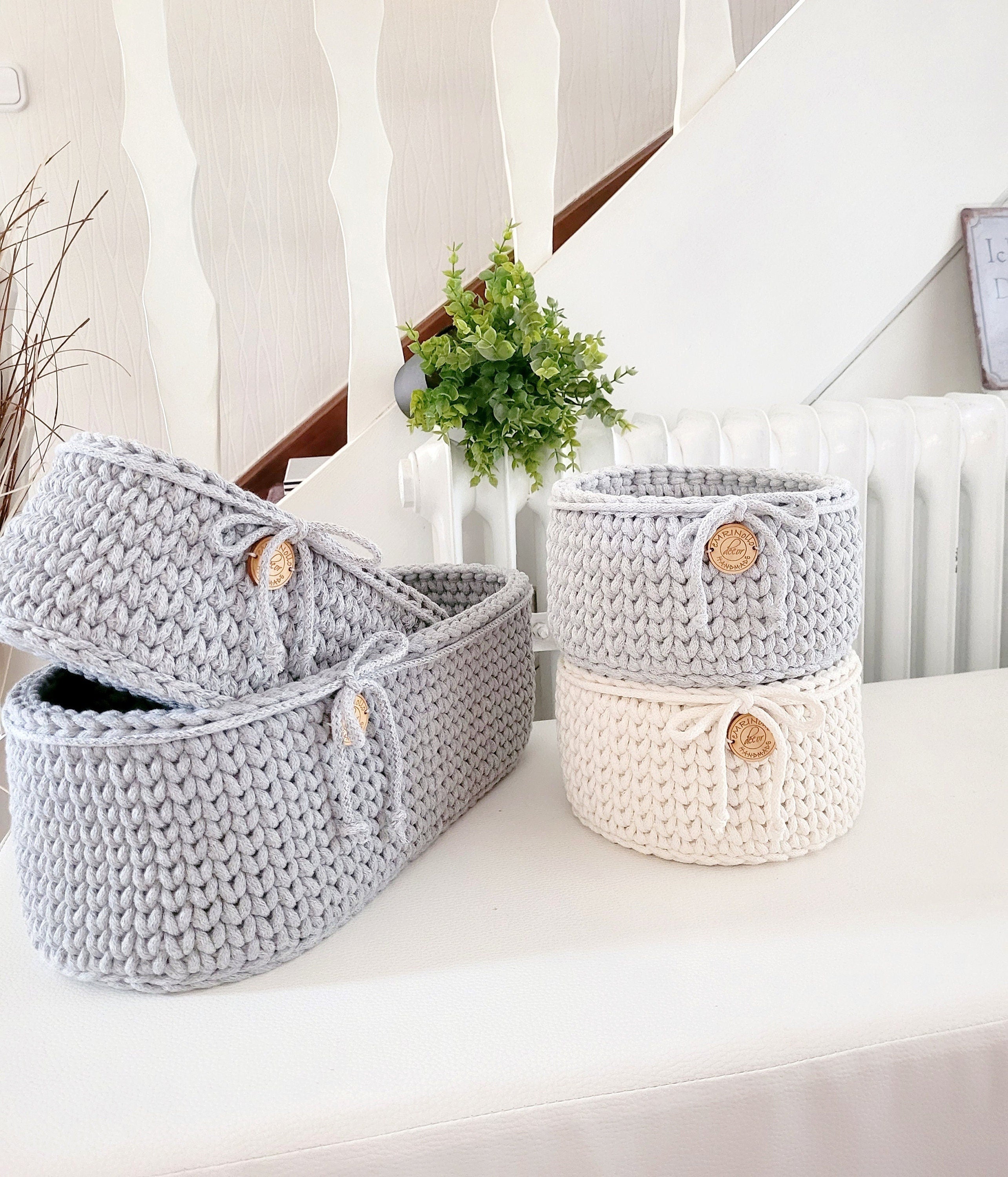 Korb gehäkelt oval Hygienekorb, Kosmetikkorb, Zimmer Dekoration Korb, Badausstattung, Geschenk Korb, Babyzimmer Aufbewahrung oval