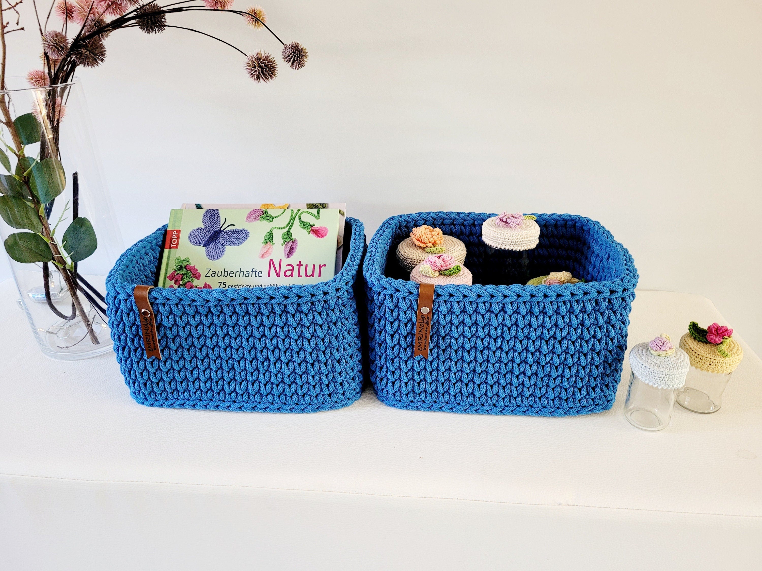 Korb gehäkelt eckig, Untensilo, Kinderzimmer deko, Korb Aufbewahrung, Geschenkidee, Weihnachtsgeschenk, Bad Aufbewahrung