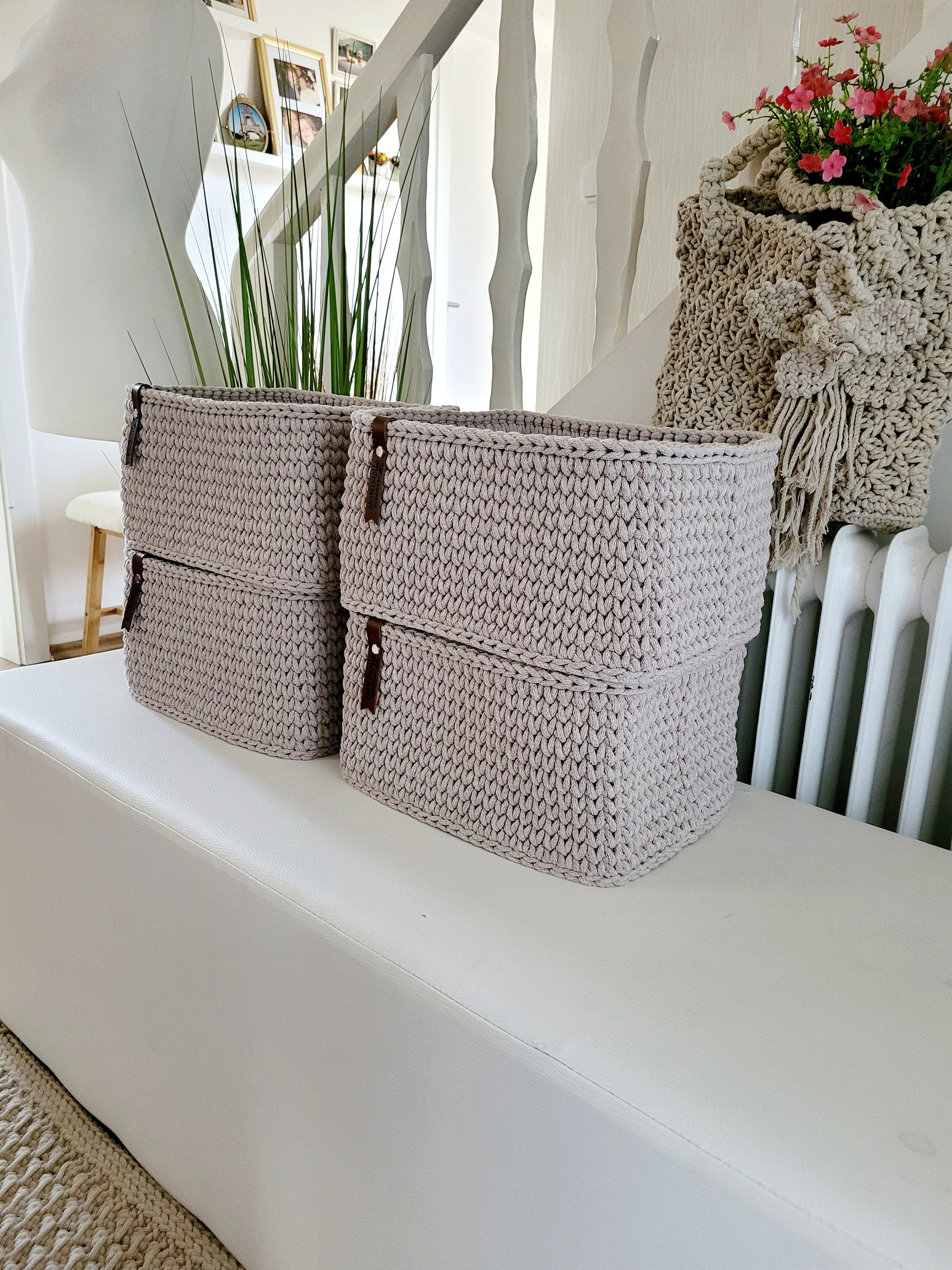 Korb gehäkelt eckig, Untensilo, Kinderzimmer deko, Korb Aufbewahrung, Geschenkidee, Weihnachtsgeschenk, Bad Aufbewahrung