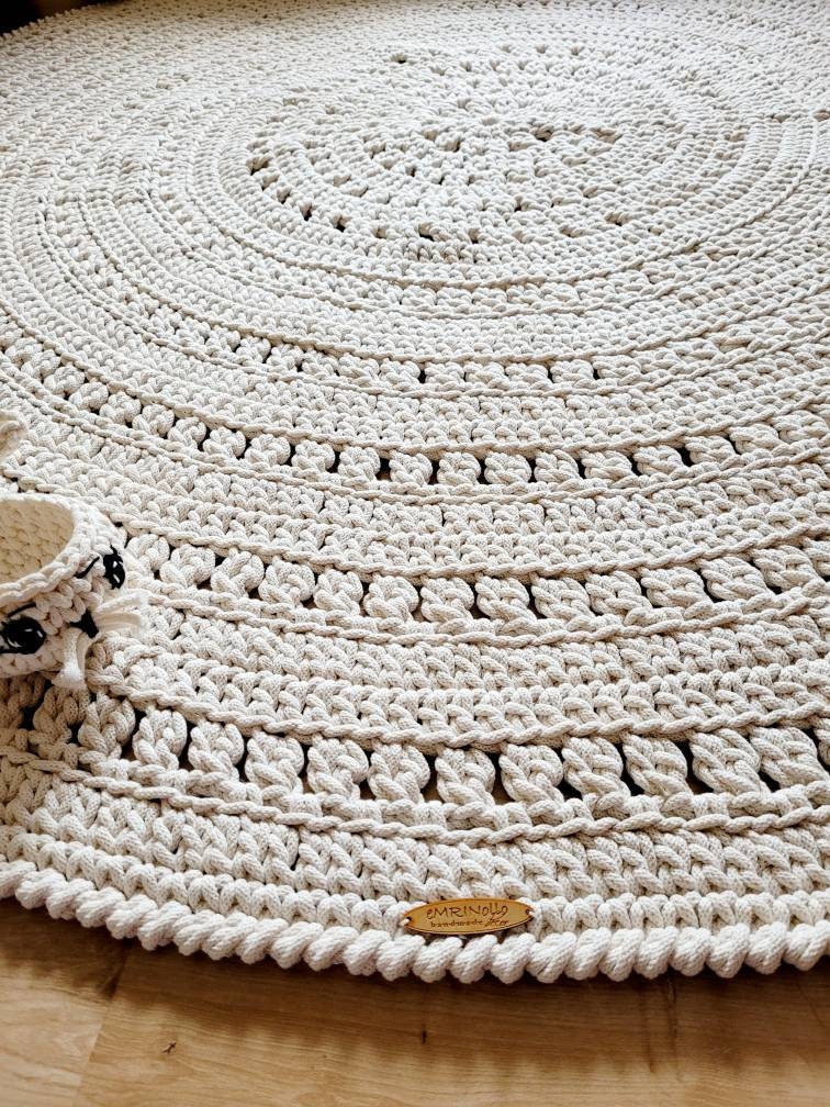 Teppich rund Kinderzimmer, gehäkekt handgefertigt, Kinderzimmer Deko, Teppich für das Wohnzimmer, Geschenkidee für Taufe