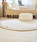 Teppich rund Badezimmer, Baumwollteppich beige, Teppich Babyzimmer, Mandala Teppich, skandinavisches Dekor, gehäkelter Teppich modern, Wohn
