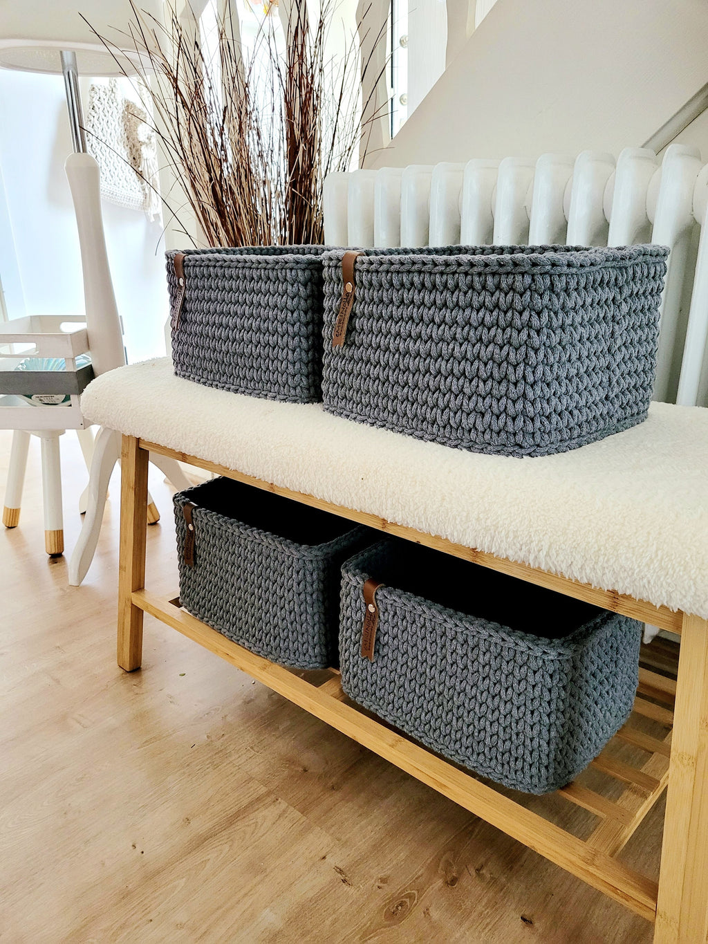 Korb gehäkelt eckig, Aufbewahrung Spielzeug, Kinderzimmer deko, Utensilo, Geschenkidee, Weihnachtsgeschenk, Bad Aufbewahrung