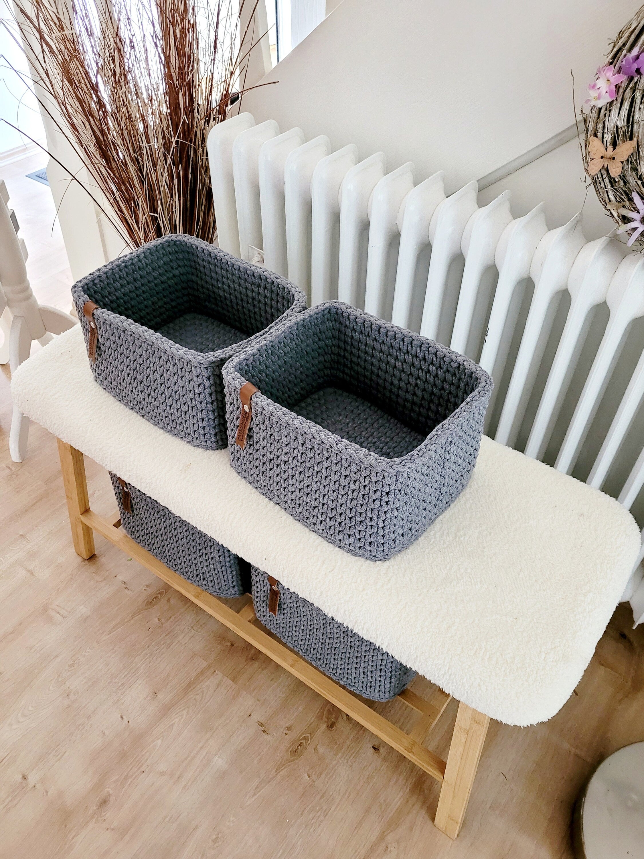 Korb gehäkelt eckig, Aufbewahrung Spielzeug, Kinderzimmer deko, Utensilo, Geschenkidee, Weihnachtsgeschenk, Bad Aufbewahrung