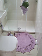 Teppich Wohnzimmer, rund Baumwollteppich gehäkelt, im skandinavischem Stil, Babyzimmer deko, kleines Bad, Geschenkidee, Kinderzimmer deko
