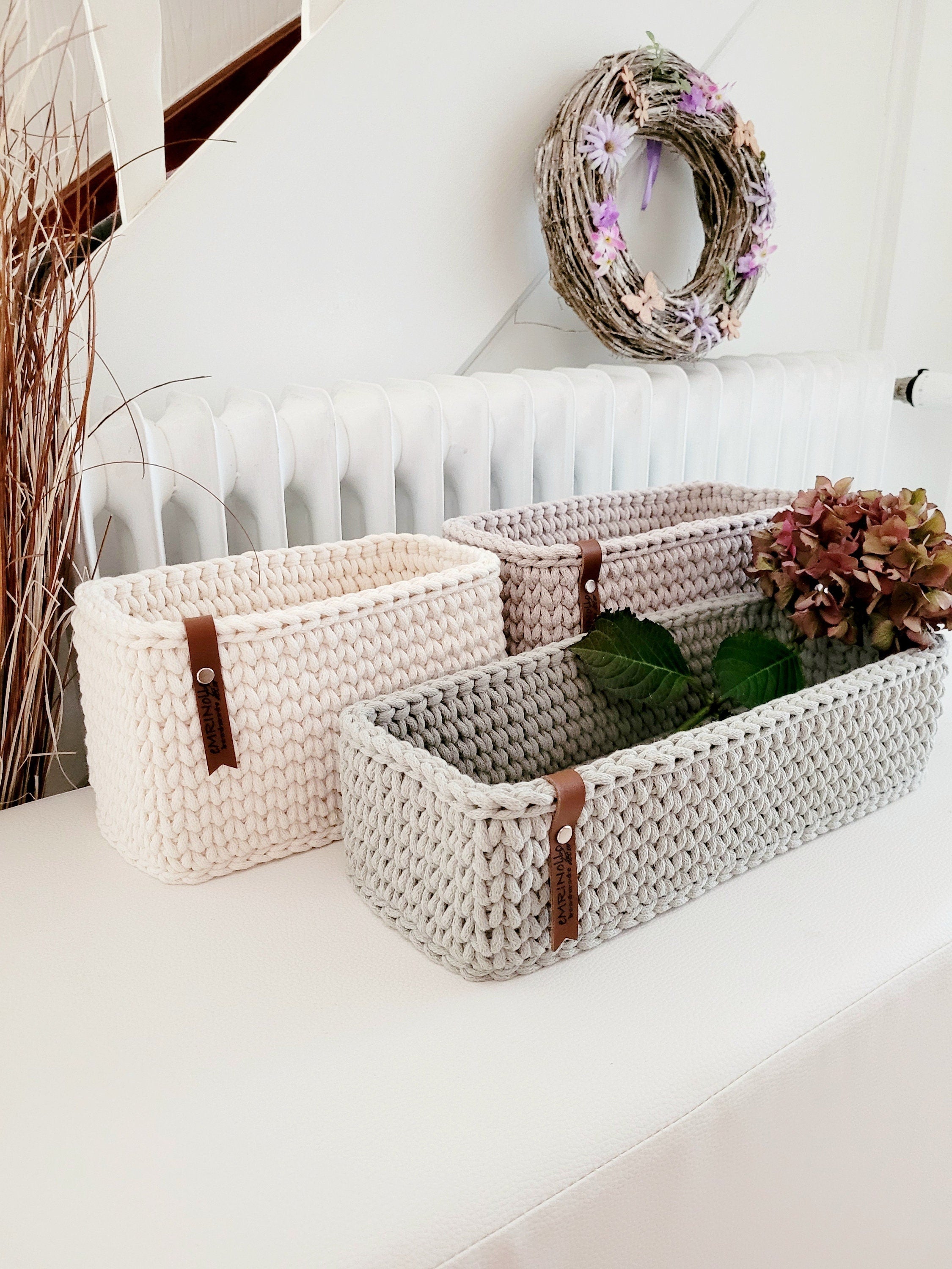 Korb gehäkelt eckig hoch, Untensilo, Kinderzimmer deko, Korb Aufbewahrung, Geschenkidee, Weihnachtsgeschenk, Bad Aufbewahrung