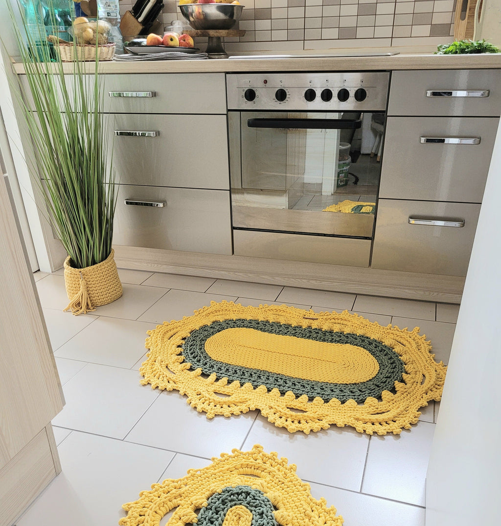 Teppich oval Wohnzimmer, Kinderzimmer Deko, Baumwollteppich, im skandinavischem Stil, vintage Teppich handgefertigt und nachhaltig