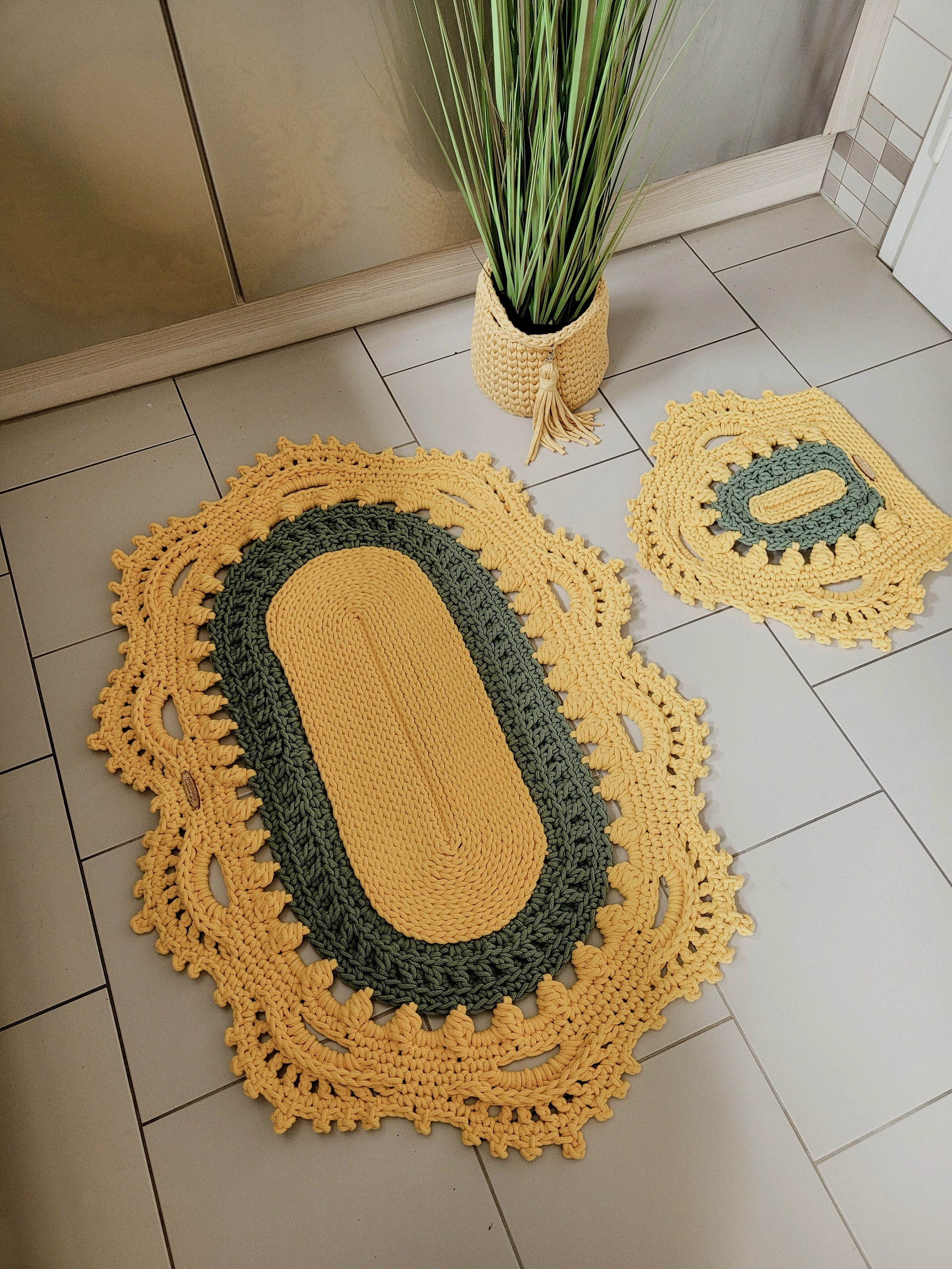 Teppich oval Wohnzimmer, Kinderzimmer Deko, Baumwollteppich, im skandinavischem Stil, vintage Teppich handgefertigt und nachhaltig