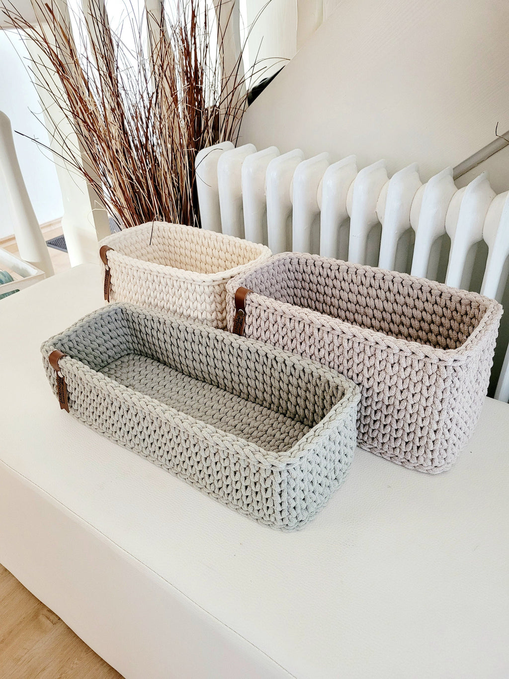 Korb gehäkelt eckig hoch, Untensilo, Kinderzimmer deko, Korb Aufbewahrung, Geschenkidee, Weihnachtsgeschenk, Bad Aufbewahrung