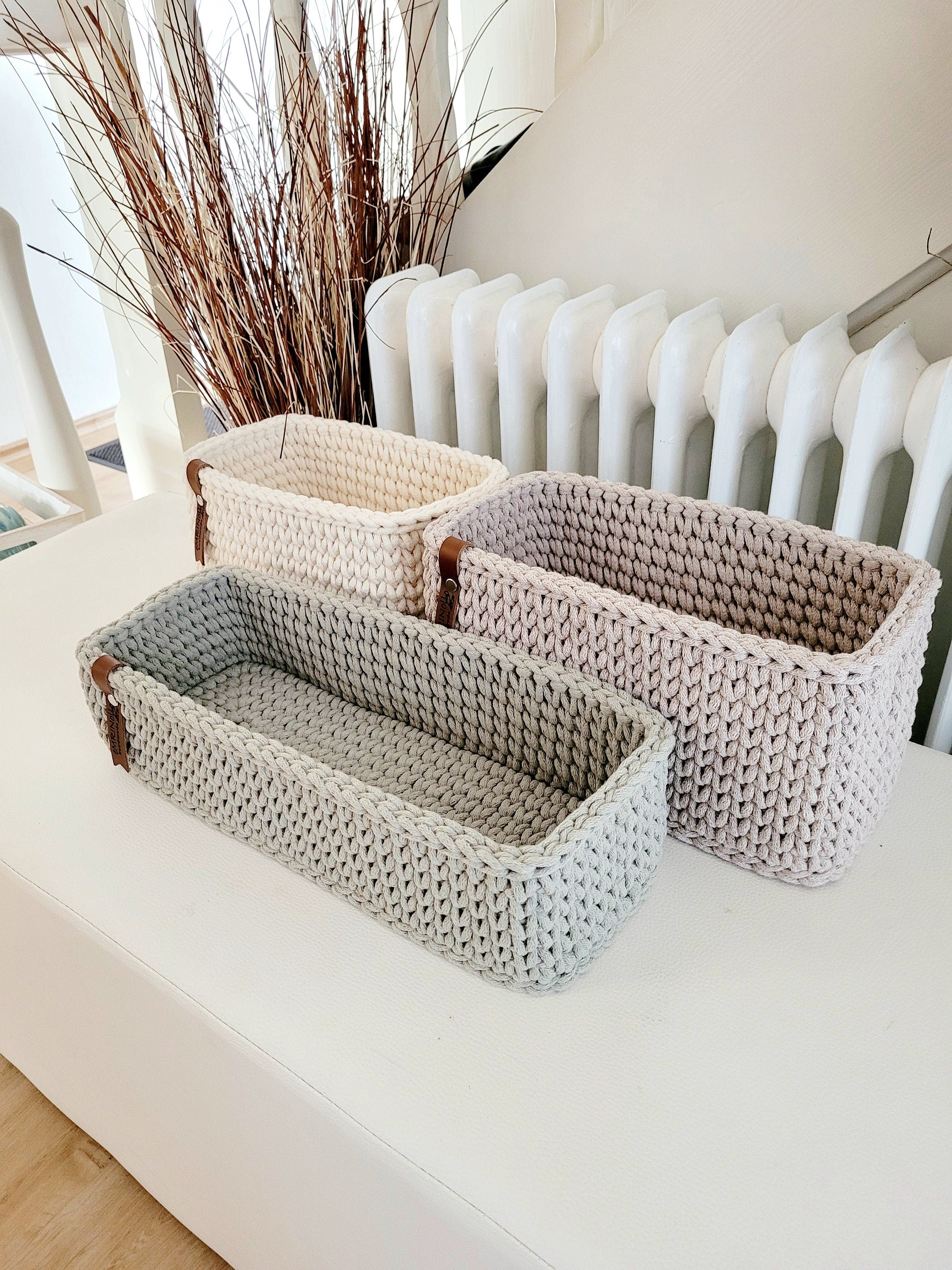 Korb gehäkelt eckig hoch, Untensilo, Kinderzimmer deko, Korb Aufbewahrung, Geschenkidee, Weihnachtsgeschenk, Bad Aufbewahrung