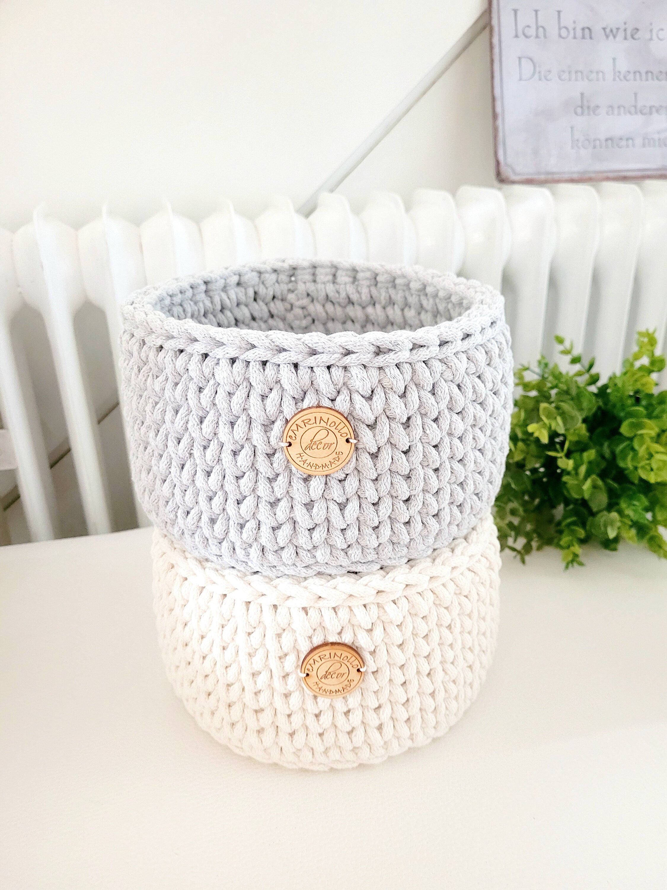 Korb gehäkelt rund Hygienekorb, Kosmetikkorb, Zimmer Dekoration Korb, Badausstattung, Geschenk Korb, Babyzimmer Aufbewahrung rund