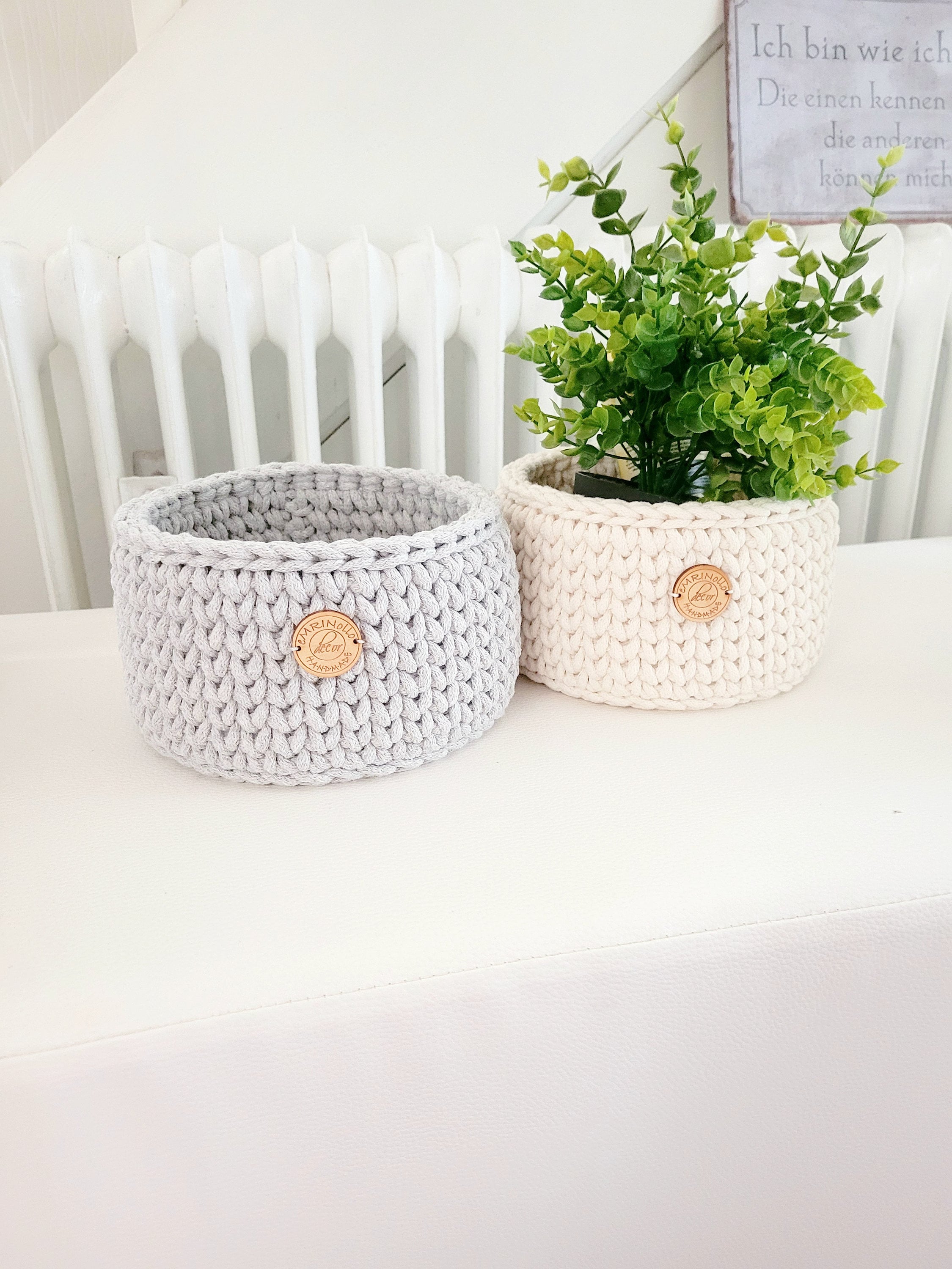Korb gehäkelt rund Hygienekorb, Kosmetikkorb, Zimmer Dekoration Korb, Badausstattung, Geschenk Korb, Babyzimmer Aufbewahrung rund