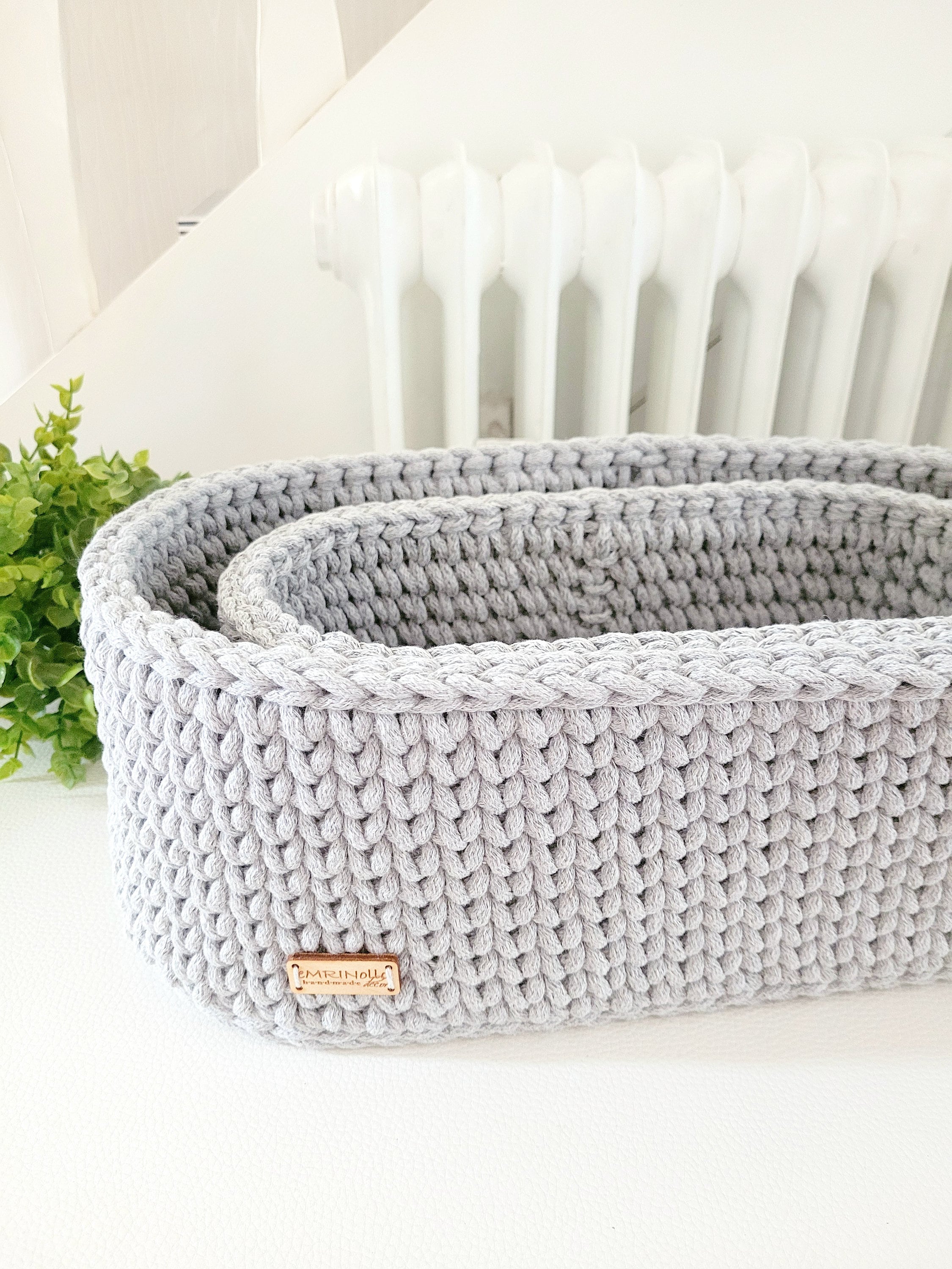 Korb gehäkelt oval Hygienekorb, Kosmetikkorb, Zimmer Dekoration Korb, Badausstattung, Geschenk Korb, Babyzimmer Aufbewahrung oval