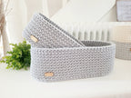 Korb gehäkelt oval Hygienekorb, Kosmetikkorb, Zimmer Dekoration Korb, Badausstattung, Geschenk Korb, Babyzimmer Aufbewahrung oval