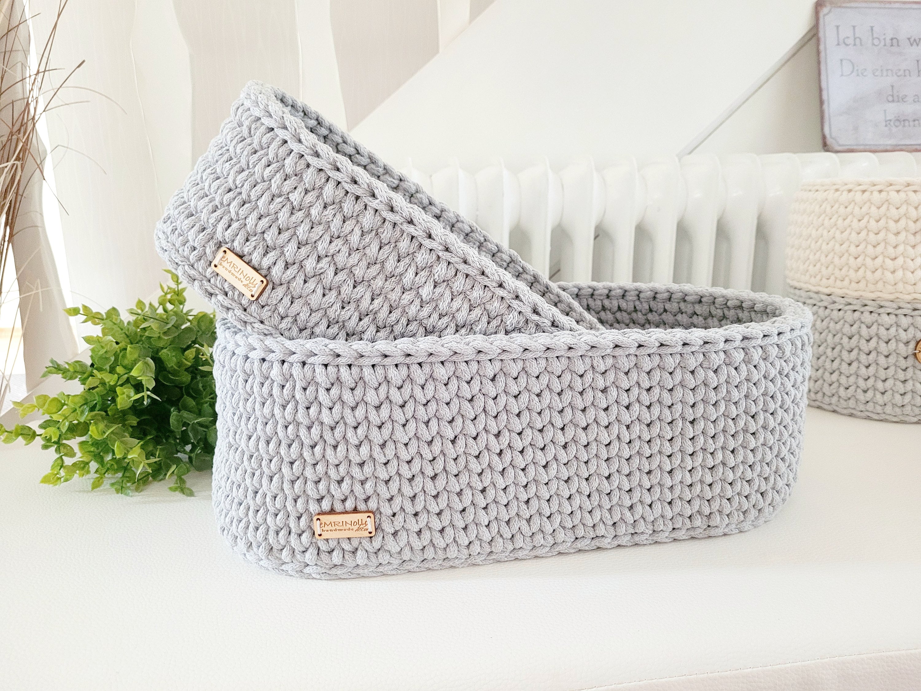 Korb gehäkelt oval Hygienekorb, Kosmetikkorb, Zimmer Dekoration Korb, Badausstattung, Geschenk Korb, Babyzimmer Aufbewahrung oval
