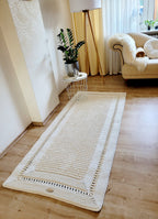 Teppichläufer Wohnzimmer eckig, Baumwollteppich, im skandinavischem Stil, vintage Teppich handgefertigt, Flurläufer, Kinderzimmer Deko