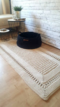Teppichläufer Wohnzimmer eckig, Baumwollteppich, im skandinavischem Stil, vintage Teppich handgefertigt, Flurläufer, Kinderzimmer Deko