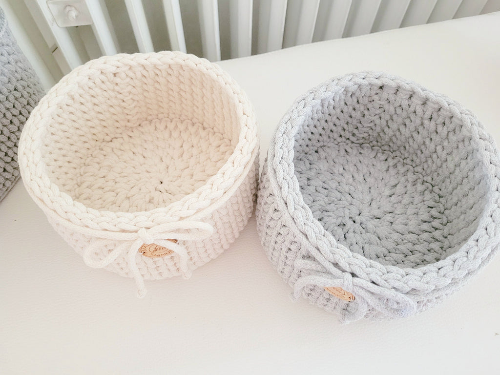 Korb gehäkelt rund Hygienekorb, Kosmetikkorb, Zimmer Dekoration Korb, Badausstattung, Geschenk Korb, Babyzimmer Aufbewahrung rund