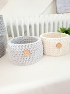 Korb gehäkelt rund Hygienekorb, Kosmetikkorb, Zimmer Dekoration Korb, Badausstattung, Geschenk Korb, Babyzimmer Aufbewahrung rund