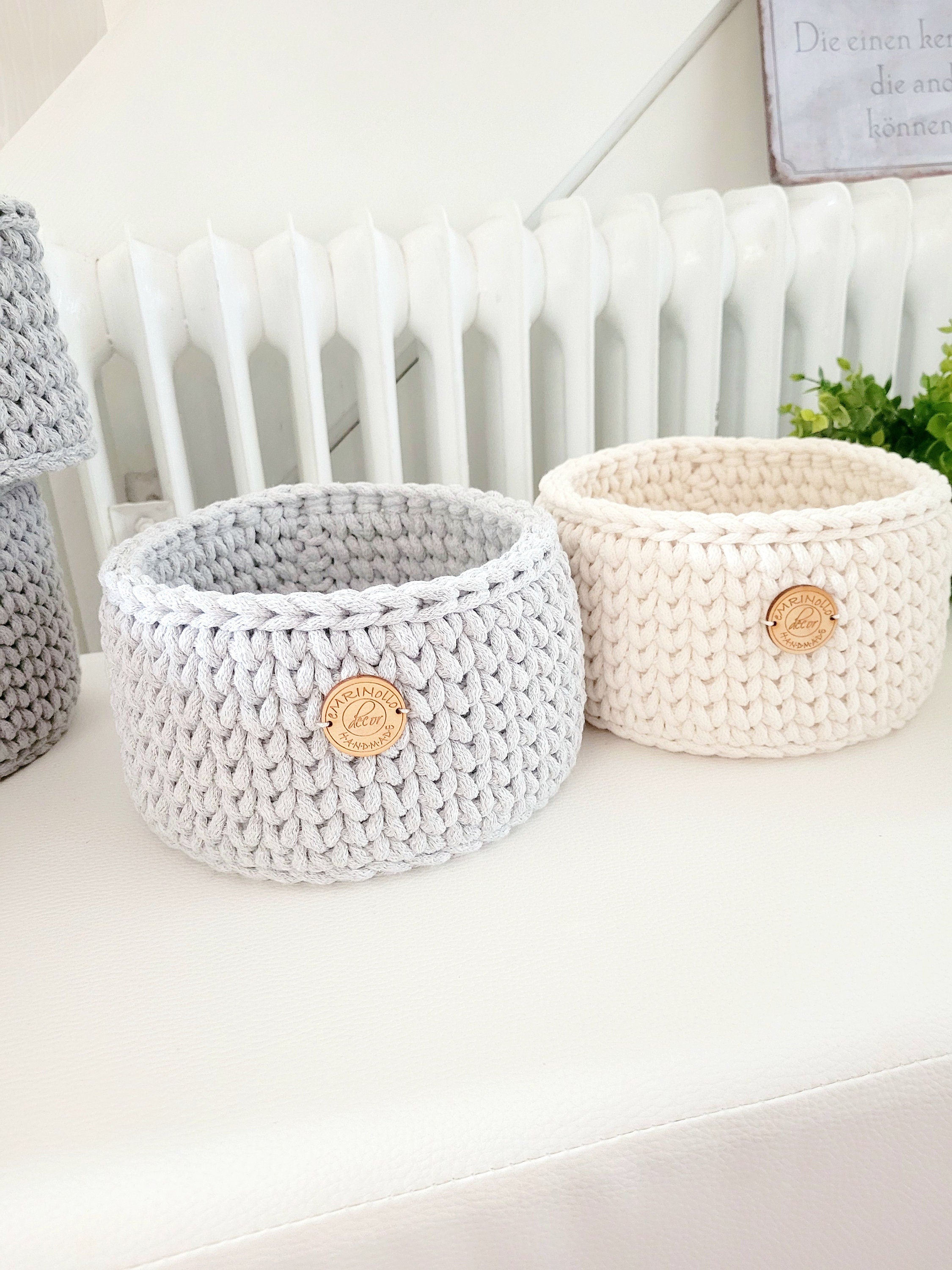 Korb gehäkelt rund Hygienekorb, Kosmetikkorb, Zimmer Dekoration Korb, Badausstattung, Geschenk Korb, Babyzimmer Aufbewahrung rund